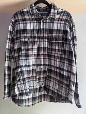 Reese Cooper Black & Brown Plaid Flannel Shirt